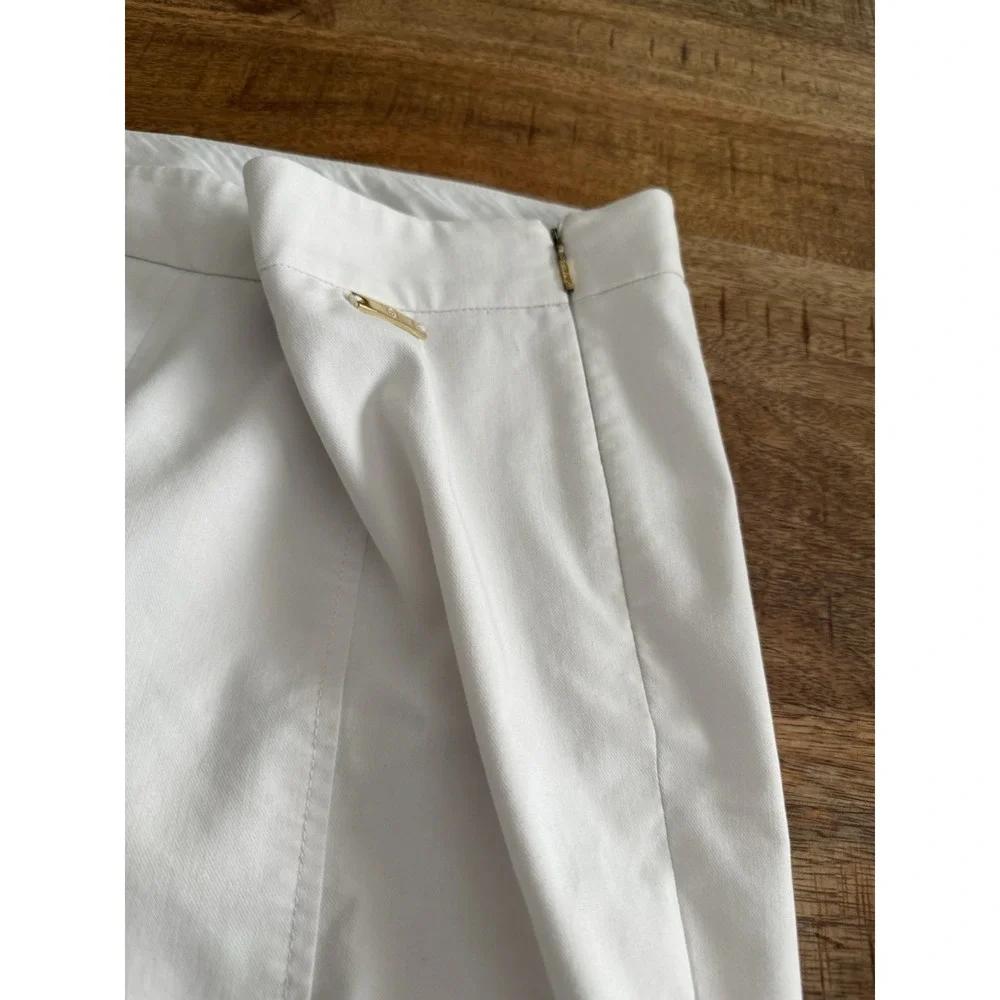 Tory Burch Womens White Ankle Pants Size 10 Stretch Crop Slim Career